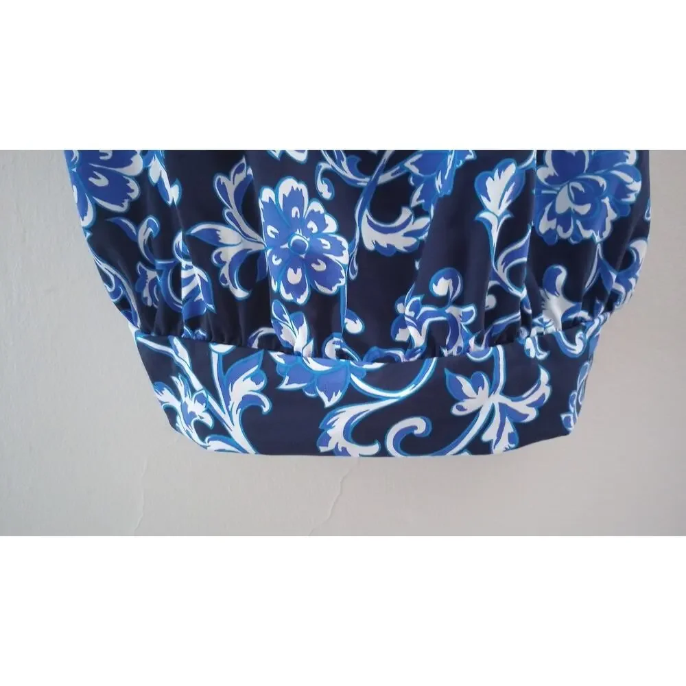 Lands' End Blue & White Floral Tankini Swim Top 12